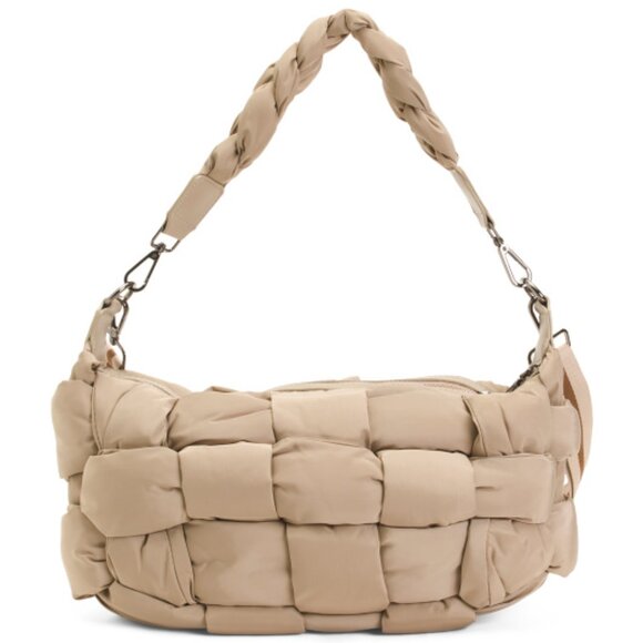 SOL & SELENE Handbags - SOL & SELENE Medium Nylon Woven Hobo With Top Handle And Crossbody Strap